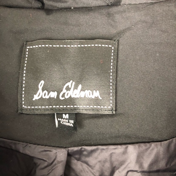 SAM EDELMAN Water Repellent Faux Fur Trim Puffer Jacket M Black - Picture 8 of 11